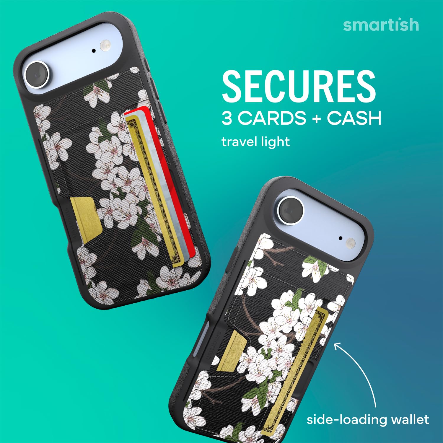 Smartish®, Wallet Slayer Vol. 2 - Funda tipo cartera para iPhone Air con tarjetero con protector para tarjetas y soporte, a prueba de caídas, modelo Very Cherry Blossom