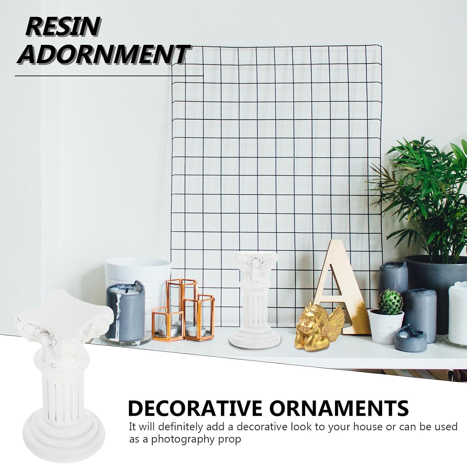 Roman Pillar Sculpture White Resin Craft Ornament for Home Decor