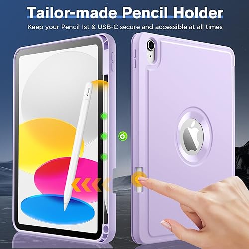 Miniatura 8 de MoKo Funda para iPad de 10 generación con soporte para lápices, iPad de 10.9 pulgadas, funda trasera de TPU suave para iPad de 10 generación,