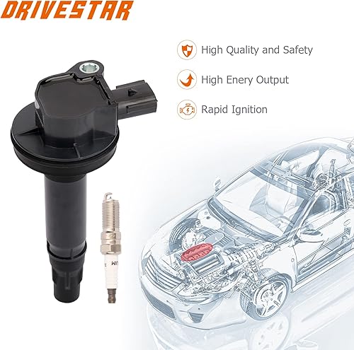 Miniatura 2 de DRIVESTAR Juego de 6 bobinas de encendido Iridium Spark Plug 2007-2016 para Ford Edge 3.5L V6 2009-2016 para Lincoln MKS 3.7L V6 2009-2013 para