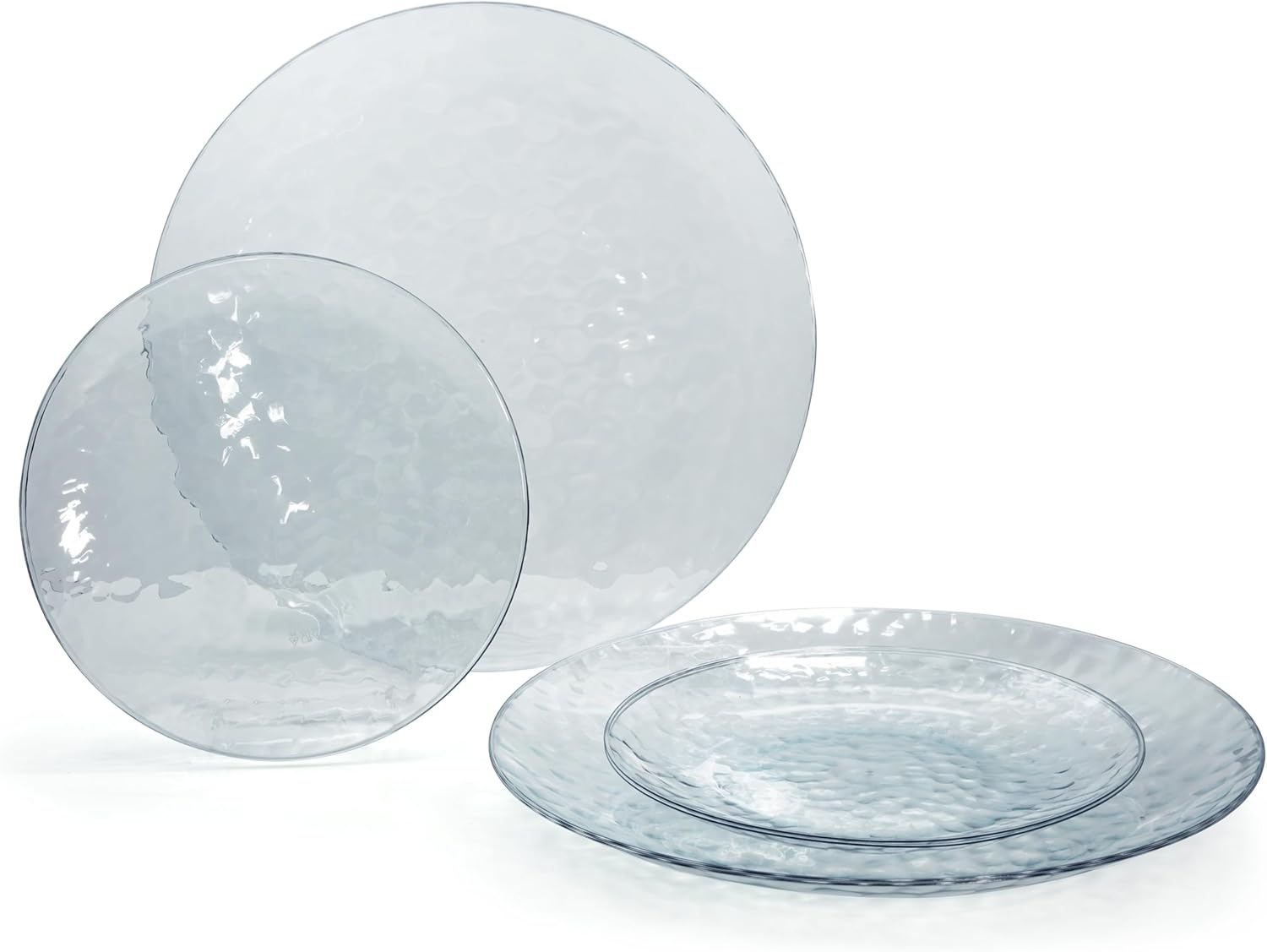 " OCCASIONS " 50 Plates Pack (25 Guests)-Heavyweight Wedding Party Disposable Plastic Plate Set -25 x 10'' Dinner + 25 x 7'' Salad/dessert plates (Coastal Plain Clear)