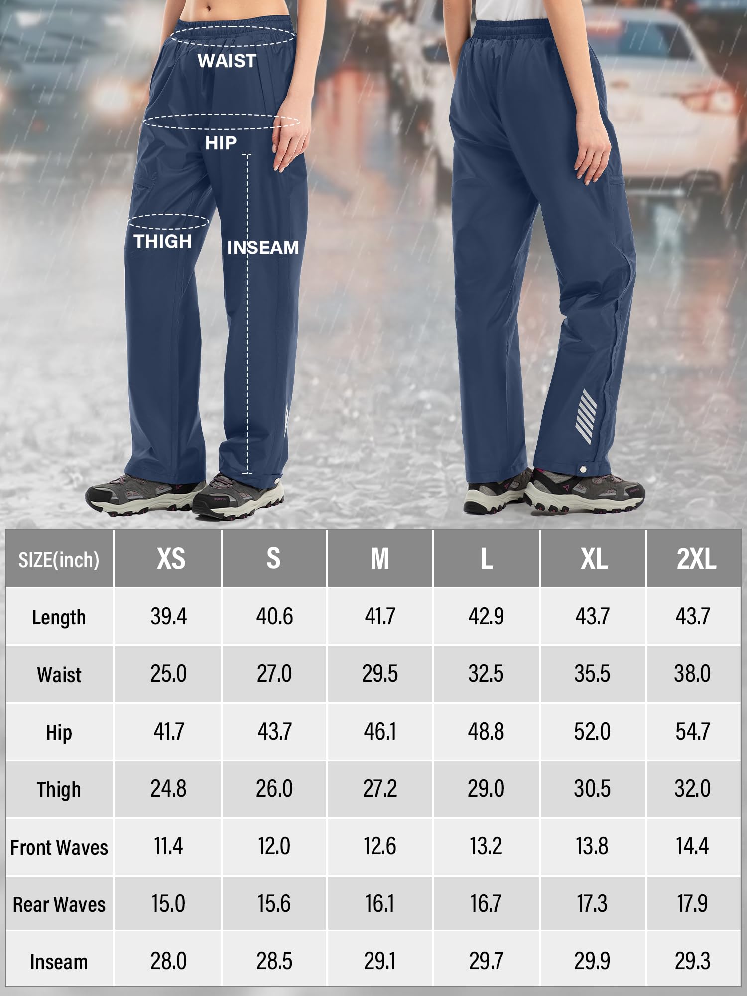 Pantalones de lluvia para mujer, impermeables, transpirables, ligeros, para bicicleta, cortavientos, senderismo, trekking, trabajo