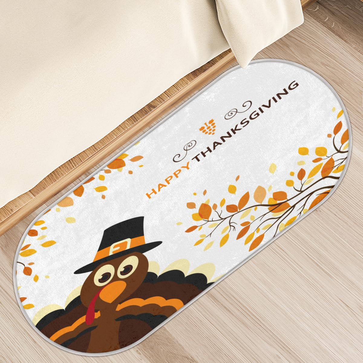 TropicalLife Happy Thanksgiving dywanik mata 50 x 120 cm, Święto Dziękczynienia indyk długie włosy pogrubione dywaniki do pokoju kuchni domu łazienki wewnątrz antypoślizgowa mata podłogowa dywaniki
