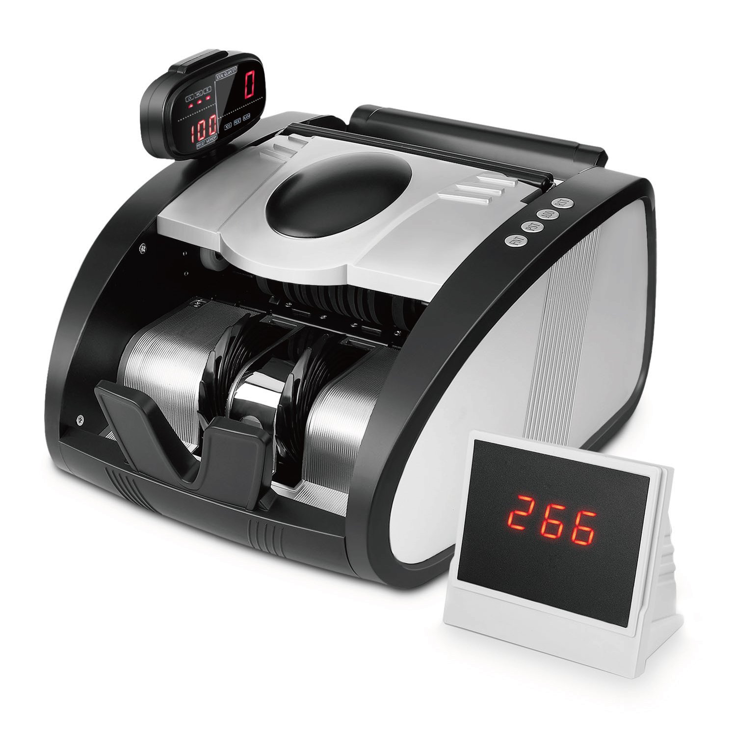 Flexzion Money Bill Counter Machine with Fake UV, MG, IR Counterfeit - Portable Digital Electronic C