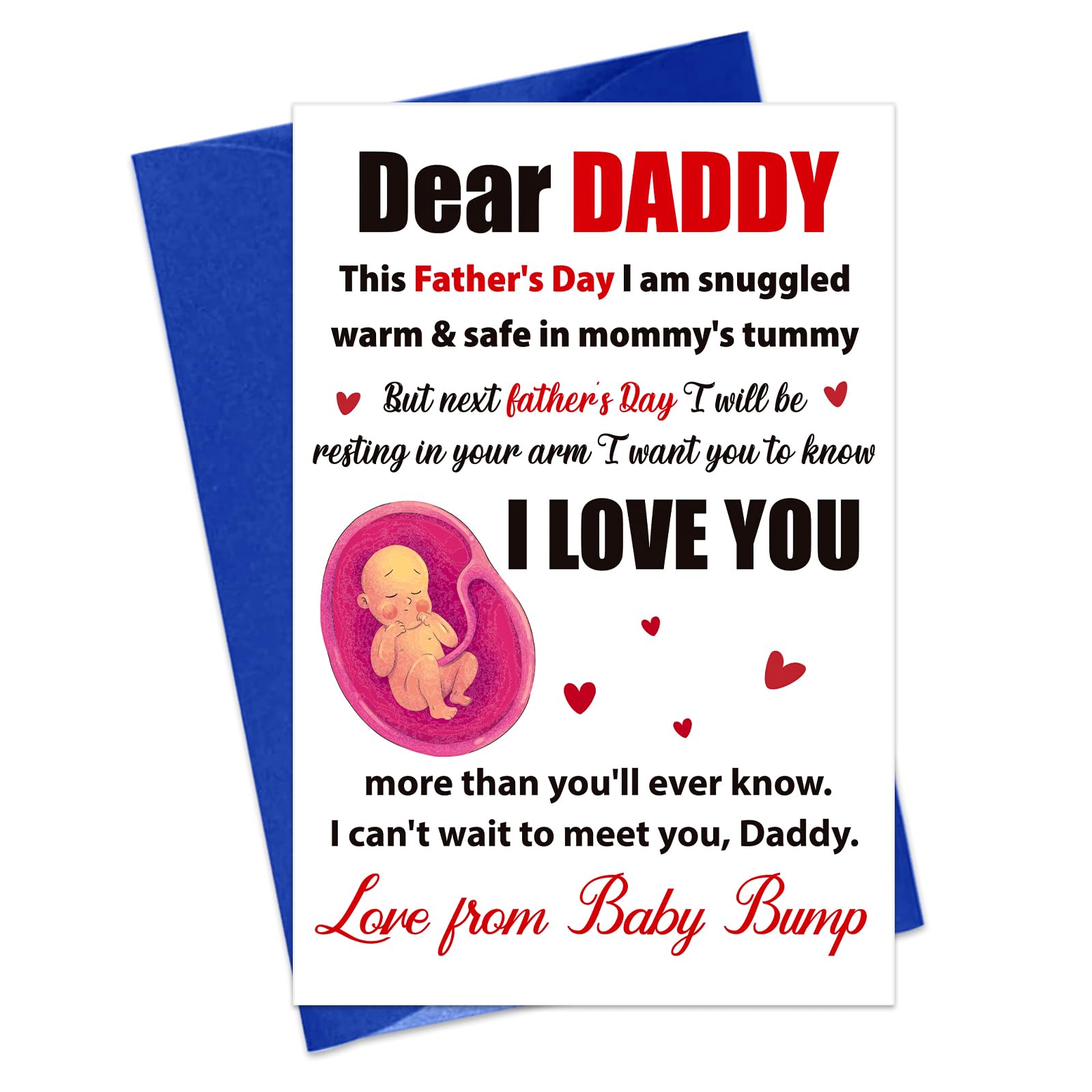 BIZIBAFF First Fathers Day Card for New Dad - Funny Father's Day Card Gift from Bump 1st Fathers Day Gift for First Time Dad Father To Be New Daddy