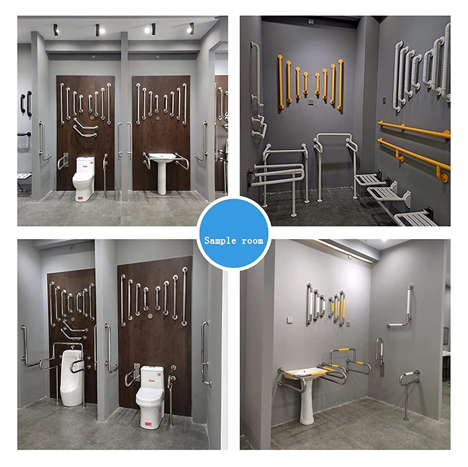 Barra di Sostegno per bracciolo di Sicurezza per WC, Barre di Sostegno per Bagno, Barre di Sostegno per orinatoi in Acciaio Inox + ABS, Barre di Sostegno per WC Antiscivolo e
