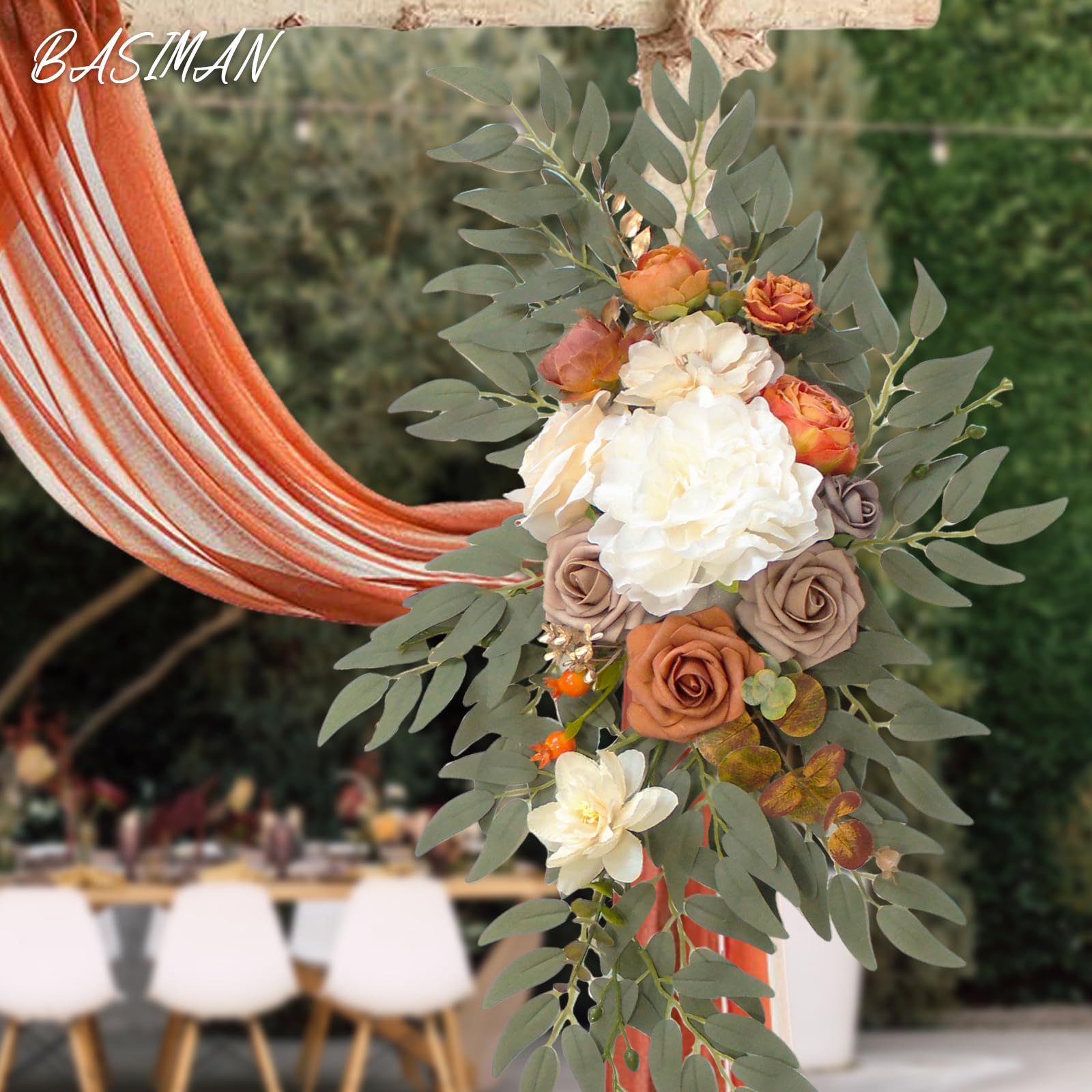 Ceremony Arch Decor Vintage Wedding Arch Flower Kit - 5-Piece Artificial  Rose Arrangement With Drapes Wedding Arch Decorations, image size:1600x1600