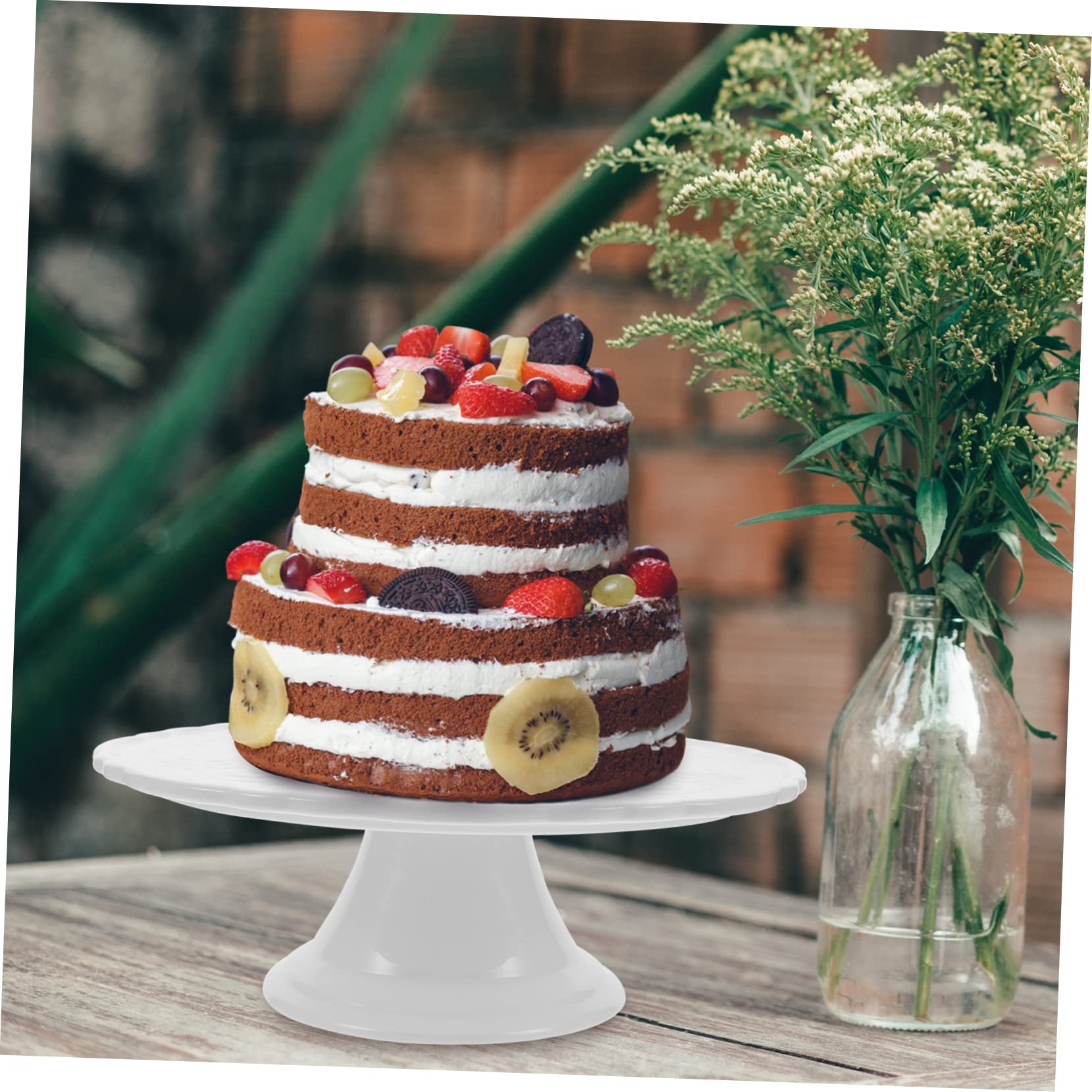 ABOOFAN Alzatina per Dolci in Ceramica Bianca 28cm per Dessert | Serving Muffins, Matrimoni e Tea Party, Design Elegante e Raffinato, Aspetto Romantico