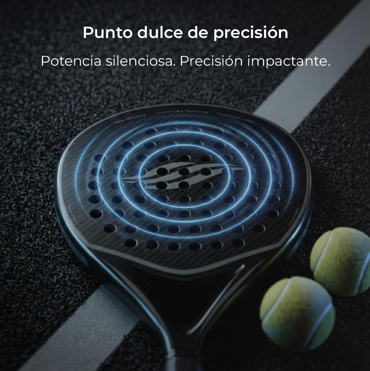 Pala Padel - Marco y Superficie de Fibra de Carbono en Forma de lágrima | Núcleo de Espuma EVA, Estructura Ligera de Control y Potencia + Padel Raqueta Funda | 2 años de garantía
