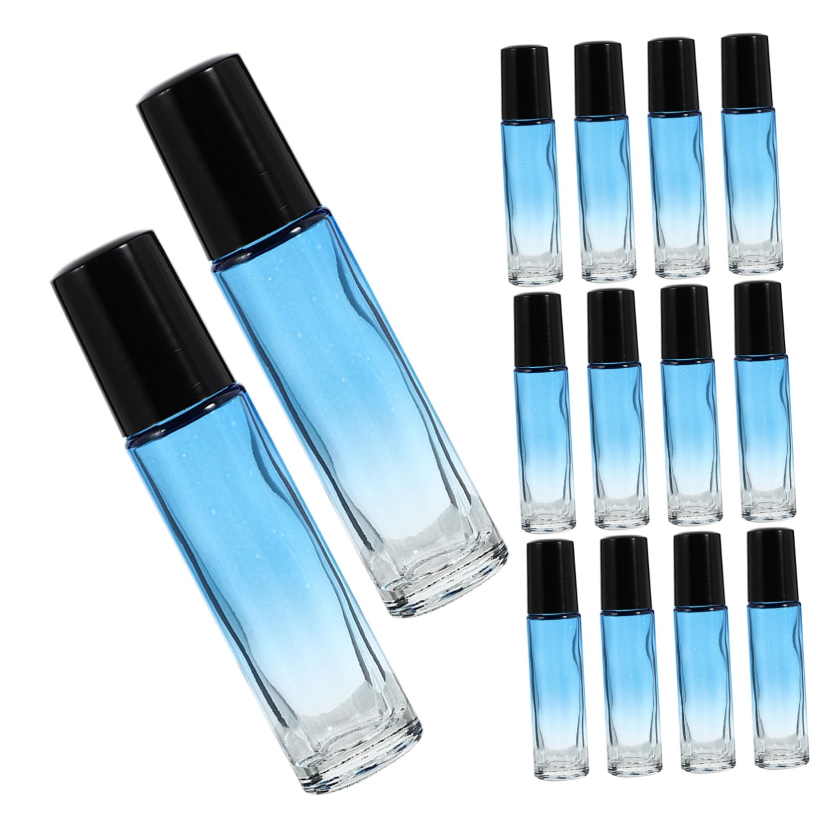 PLAFOPE 20 Pezzi Bottiglie Roll in Vetro Riutilizzabili con Roller per Olio Essenziale Profumo e Cosmetici Bottiglie Trasparenti con Sfera in Acciaio e Tappo Nero per Massaggi Localizzati