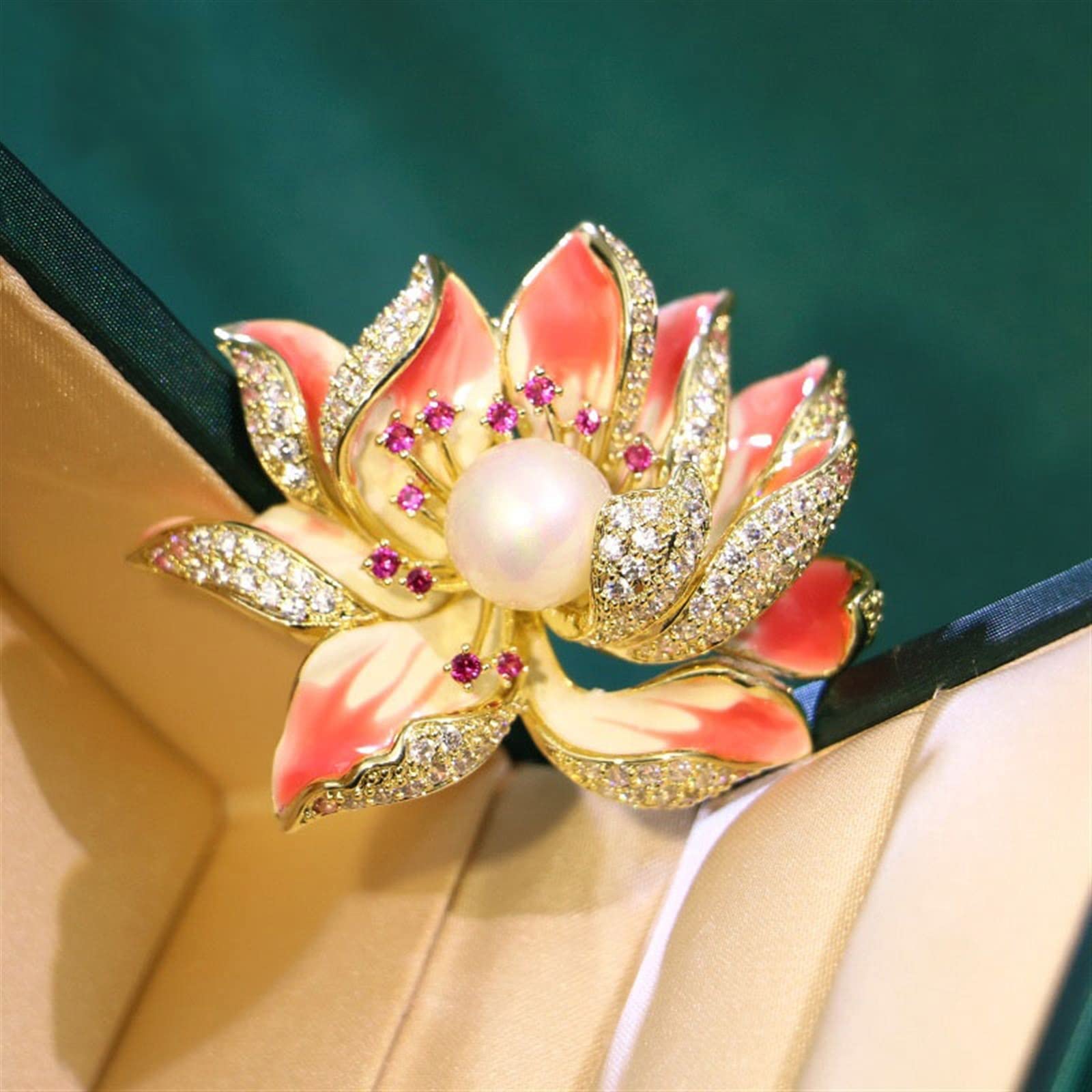 Damen-Broschen, modische Perlen-Lotus-Brosche, hochwertige Retro-Temperament-Brosche, Zubehör, Exquisite Anstecknadel, Geschenk für Frauen, Brosche