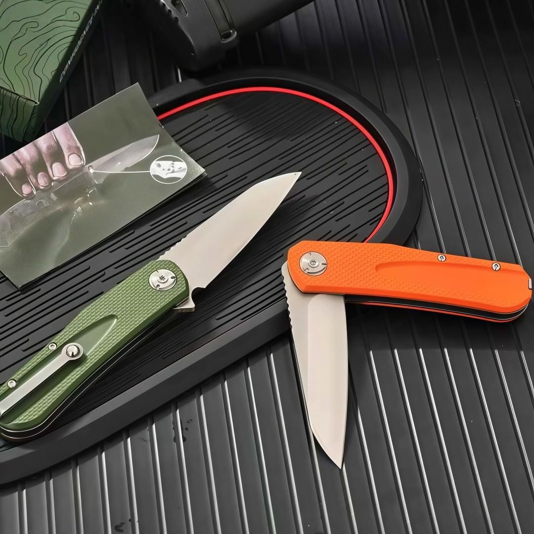 Generisch Taschenmesser 8Cr13MoV G10 Griff 18,6 cm Klappmesser leicht，Grün