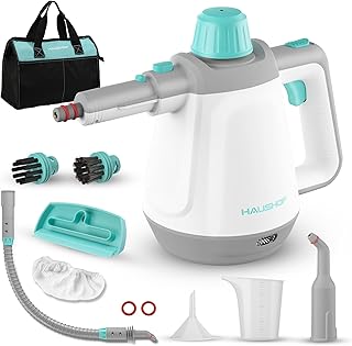 HAUSHOF Limpiador de Vapor de 450ml, 1200W Vaporeta Limpieza Hogar con 8 Accesorios, 3,0 Bar de Presión de Vapor, para Eliminar Suciedades y Grasas de Suelos, Ventanas, Cocinas, Baños, Coches