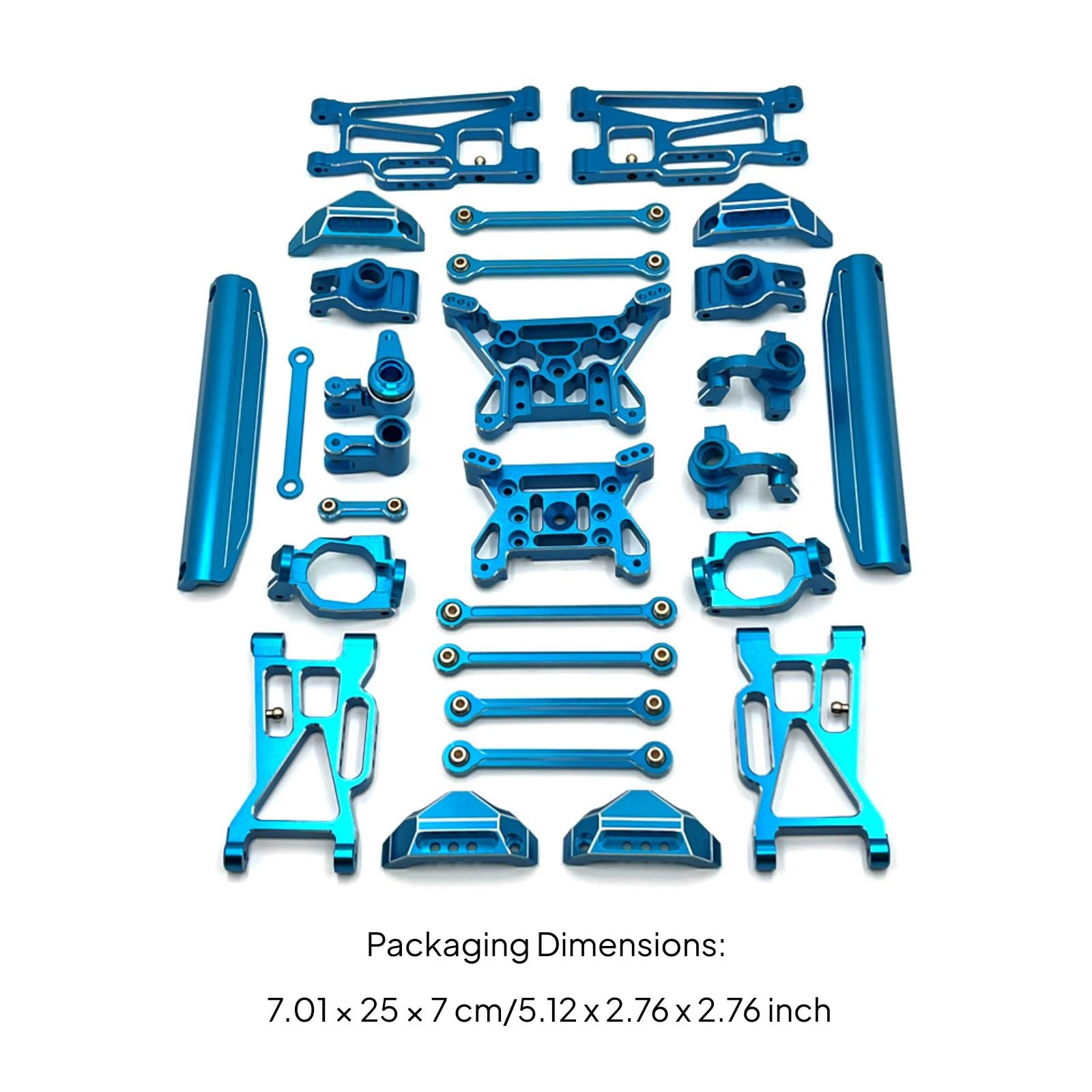 harayaa Voiture Électrique Kit de Renforcement RC Châssis Métal Aluminium 6061 Tolérances Précises Mouvement Fluide Contrôle Amélioré pour Modèle 1/10 10208, Bleu Ciel