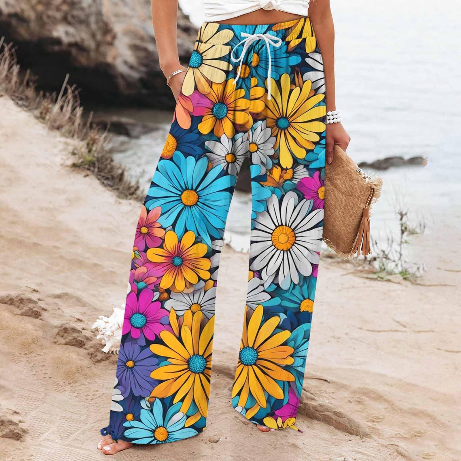 Pantalones de Mujer Pierna Ancha Casual Ligero Casual Cintura Alta Elástico