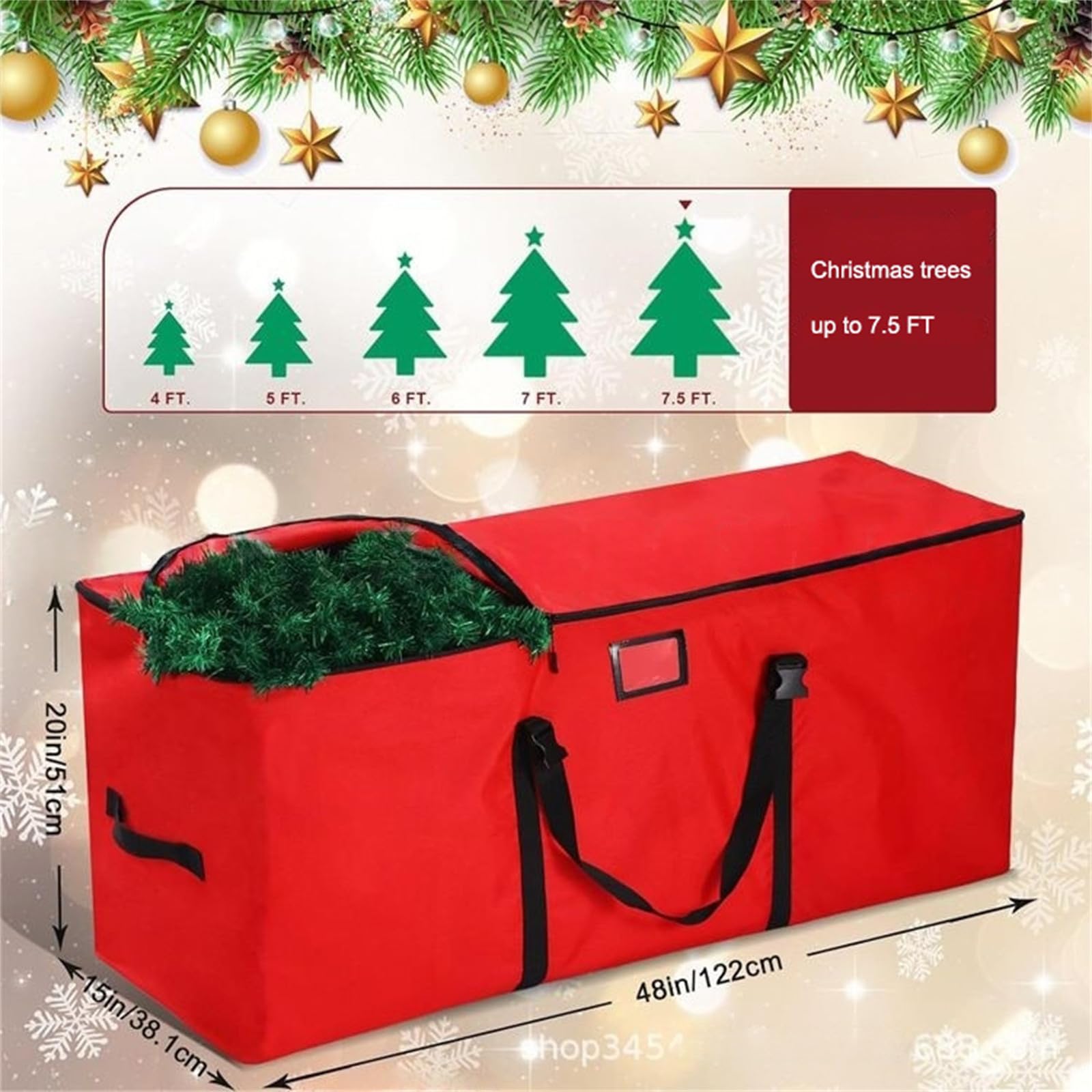 Odot Sac Rangement Sapin de Noel Imperméable, Grand Bande Sac de Rangement de Sapin de Noël Artificiel, pour vêtements, Édredon, Tissu Oxford, avec Poignées (Gris,165x38x76cm)