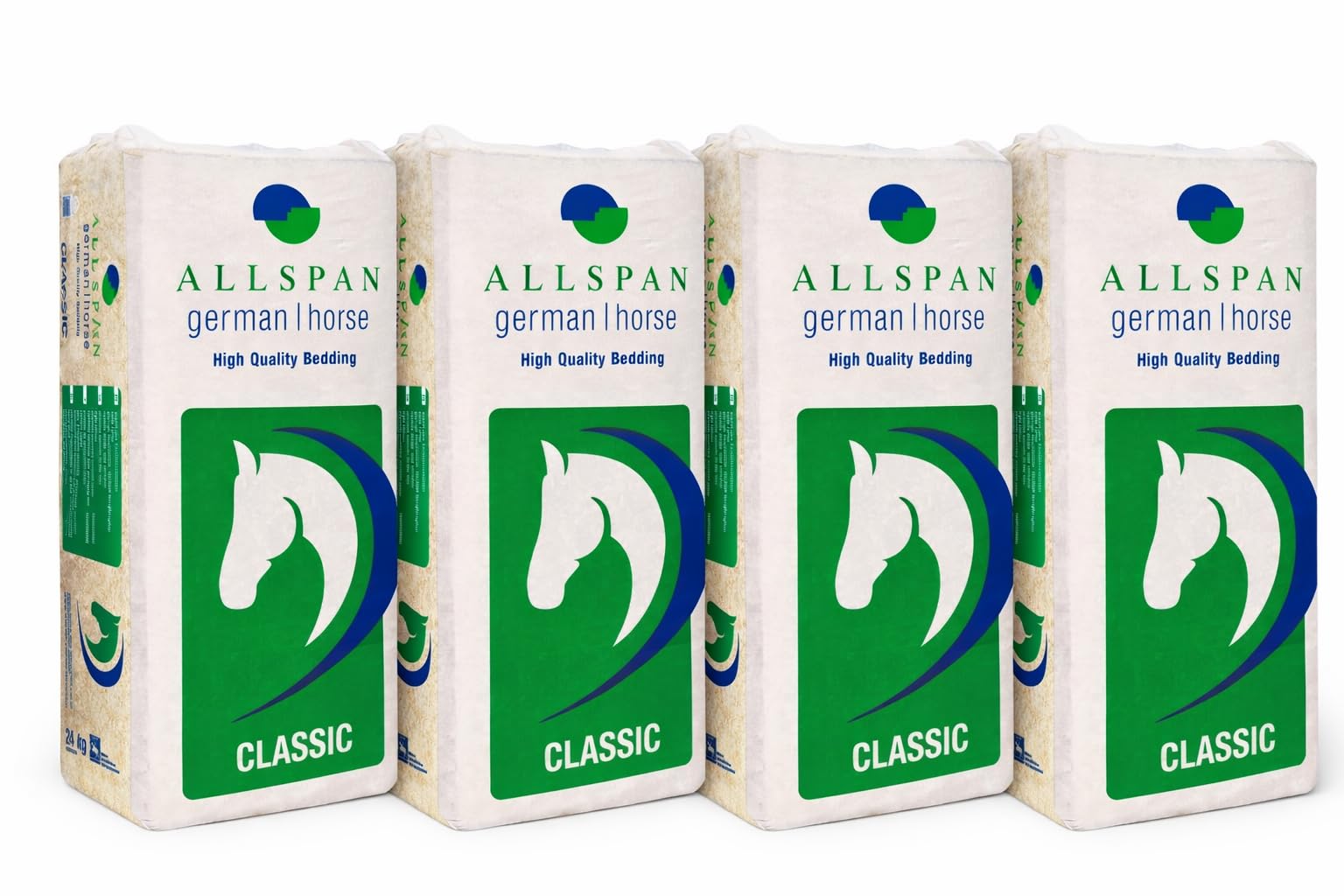 German Horse Classic 96 kg (4 Ballen) Pferdeeinstreu Weichholz | 100 % unbehandelte Weichholzspäne, Staubarm, Hohe Saugfähigkeit, Komfortables Boxenbett, Hygienisch