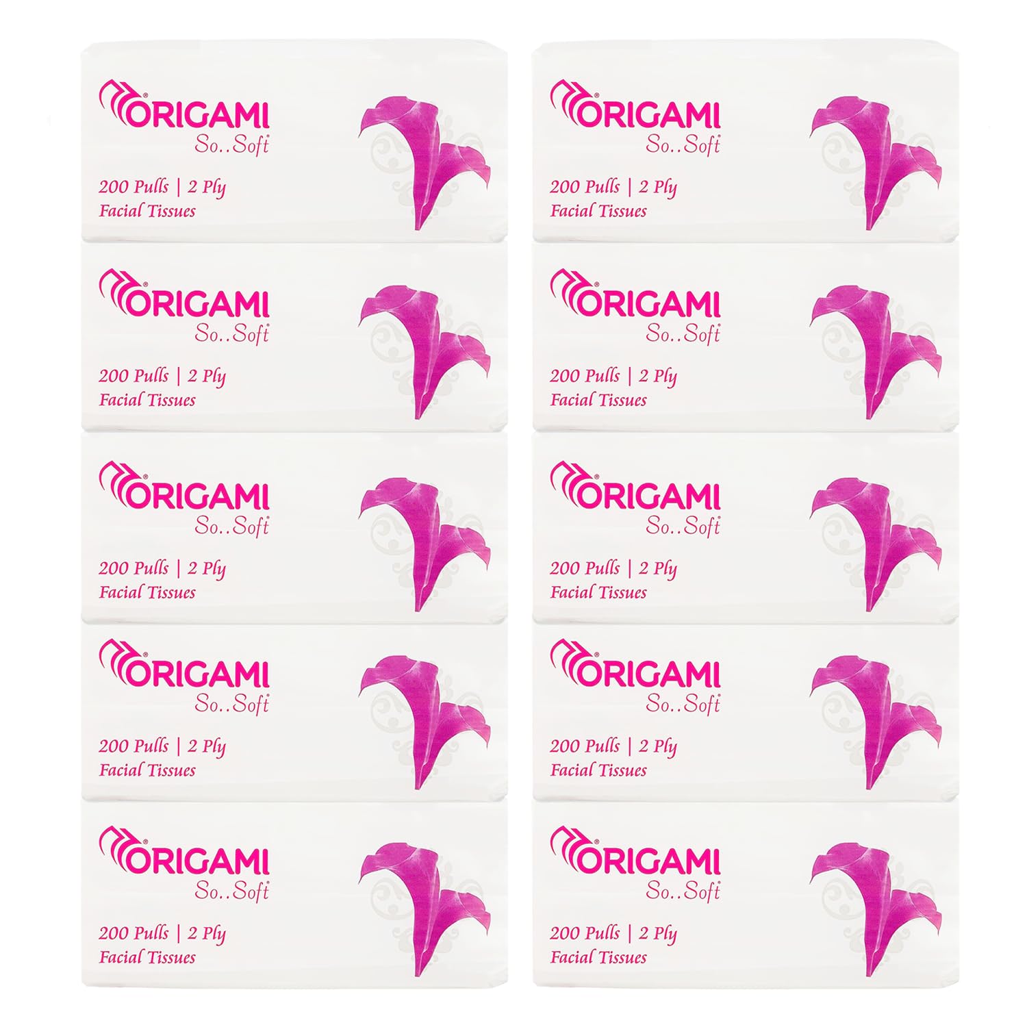 Origami 2 Ply Facial Tissue Soft Pack | Car Tissue - Pack of 10 (200 Pulls Per Box, 2000 Sheets) (B0C597D9C4) Amazon Price History, Amazon Price Tracker