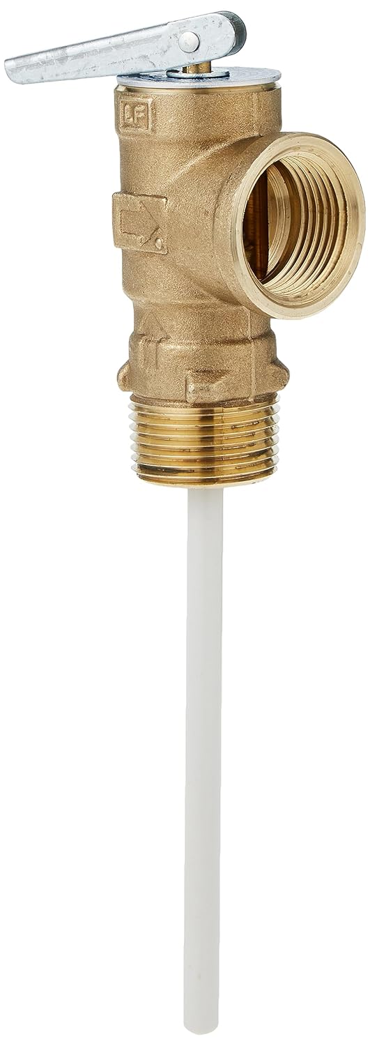Watts 3/4" Lead-Free Copper Alloy Bronze Fully Automatic Self-Closing Temperature and Pressure Relief Valve, NPT Male Inlet x NPT Female Outlet Connections, Test Lever, Extension Thermostat