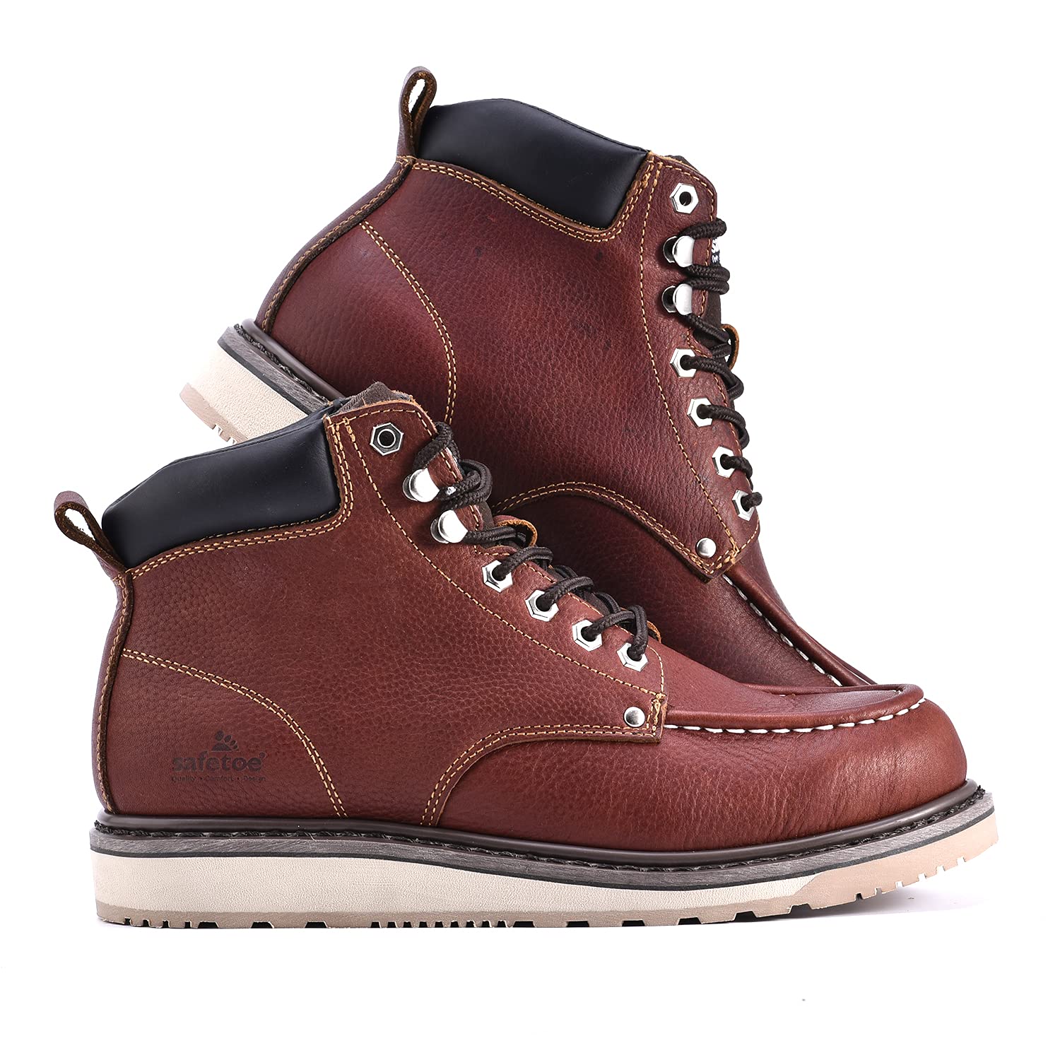 SAFEYEAR Safetoe Zapatos de Seguridad para Hombres y Mujeres, M-8076 Botas de Seguridad de tipo Cuero Impermeable, Dedo del pie Moc Ligeros Calzado Para Plantilla mas Comodas,EU 42