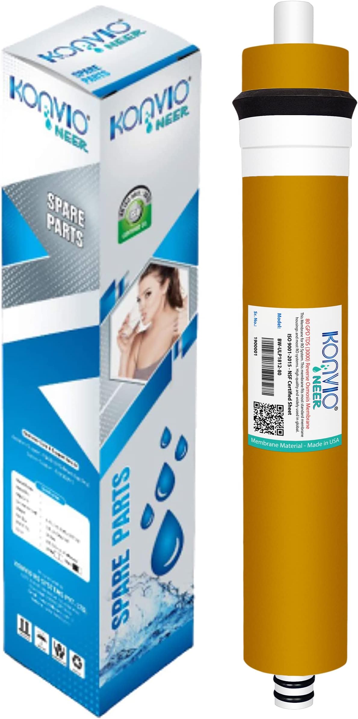 Konvio Neer Membrane for All Type of RO Water Purifier (3000 TDS 80 GPD)