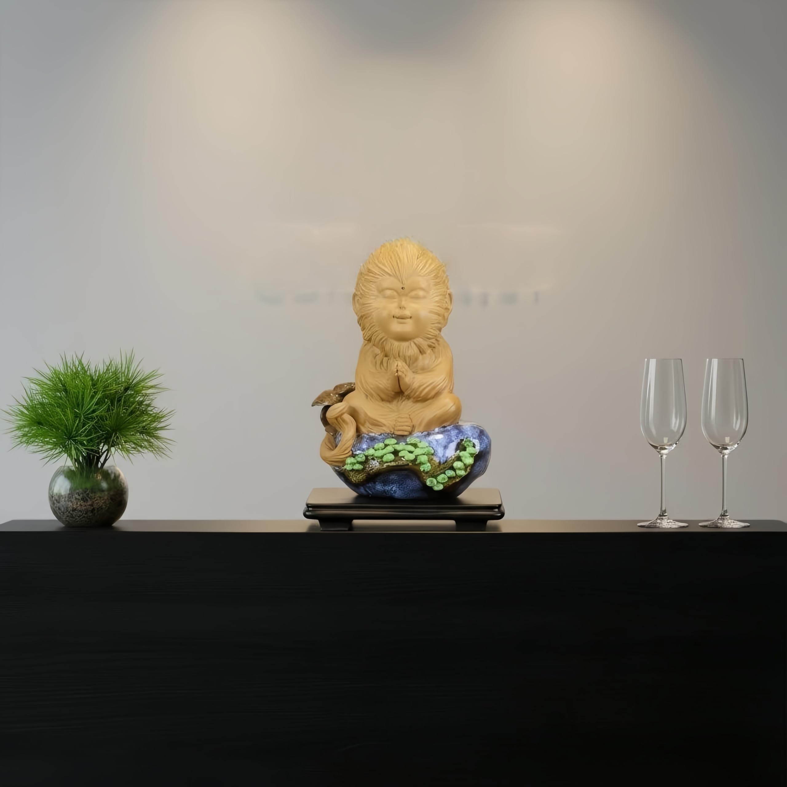 Ceramiczna figurka małpy chiński styl duch małpa rzeźba idealna do salonu, gabinetu lub baru