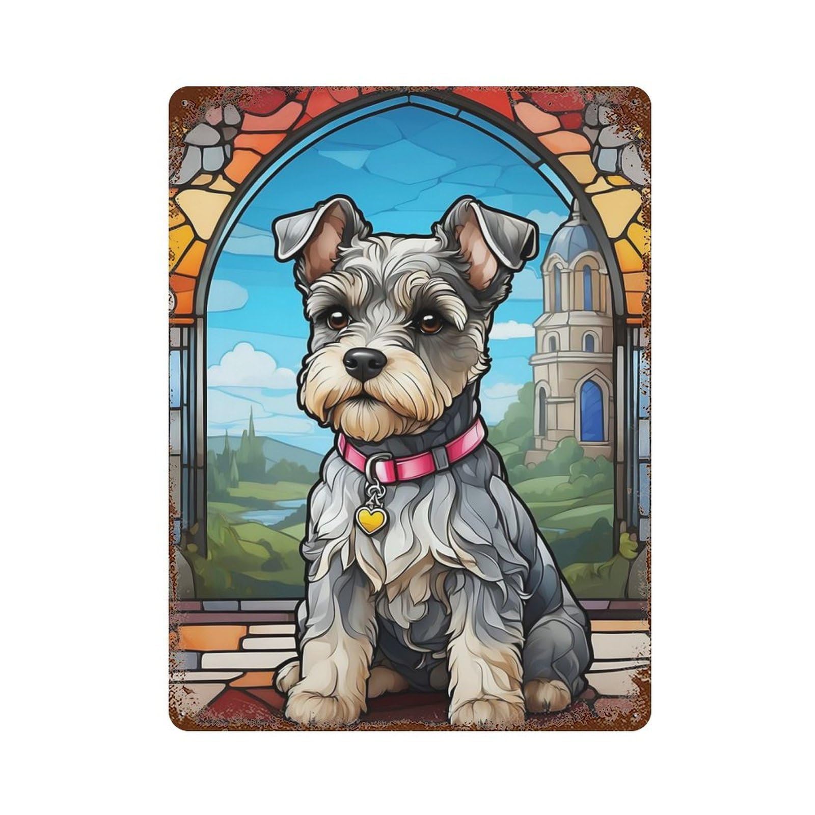 Miniature Schnauzer Rusty Metal Tin Sign 15.7"x11.8", Ideal for Farmhouse, Kitchen And Entryway Decor