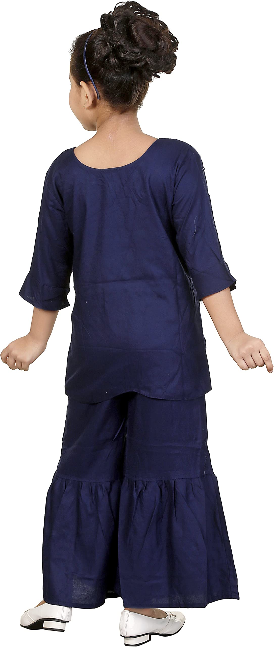BURBN Girls Casual Kurta and Palazzo Set (Dark Blue Pack of 1) | for 5-6 Years Old Kid 1