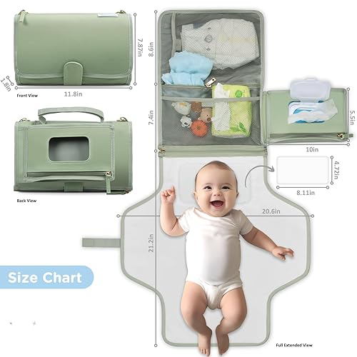 Miniatura 6 de LilStinker - Cambiador de pañales portátil para bebé recién nacido y bolsa de pañales de viaje, cambiador portátil para bebé, cambiador de bebé,