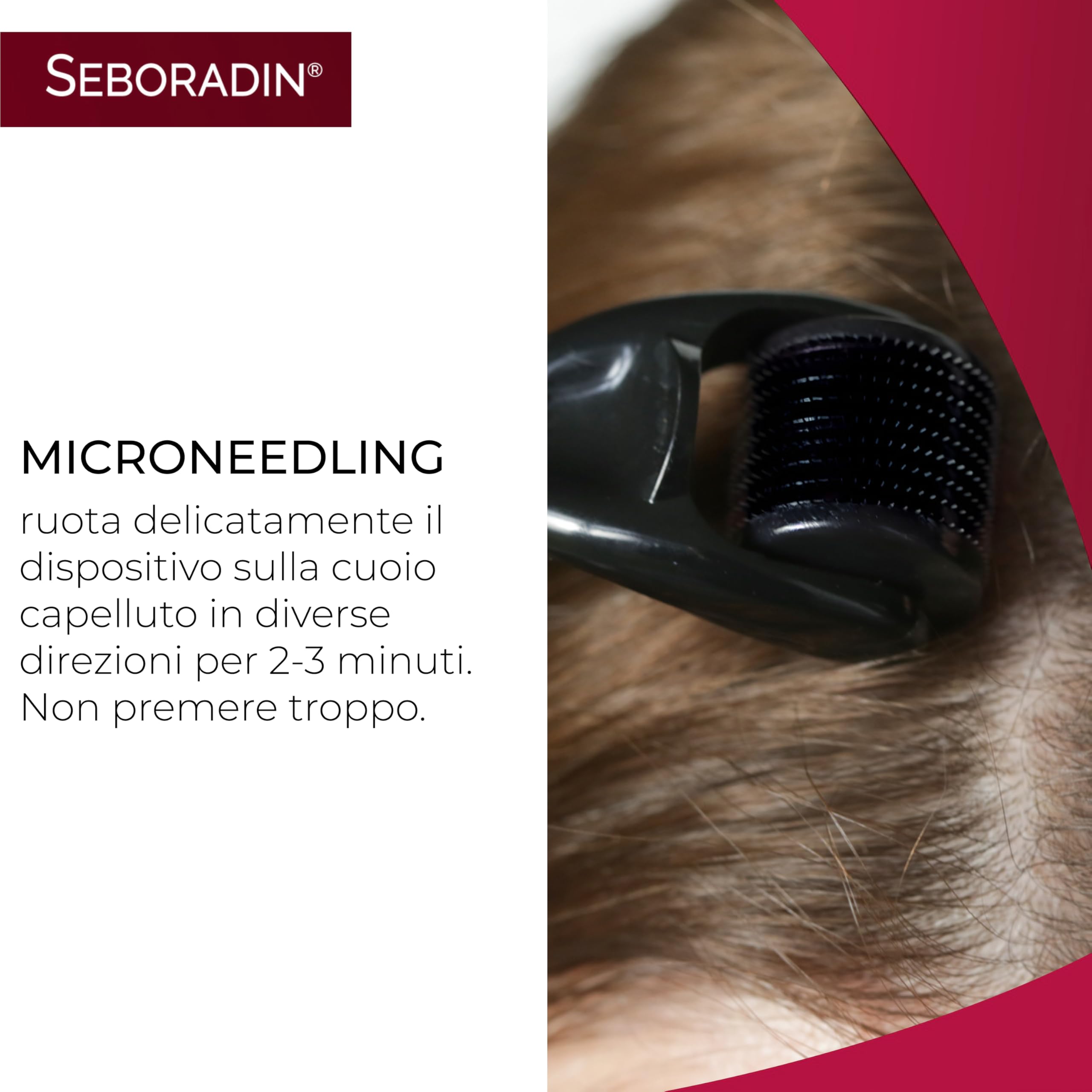 SEBORADIN Derma Roller 0,5 mm - Microneedling - Anti-caduta dei Capelli - Rigenerazione Capillare - Microcircolazione - Per Donne e Uomini