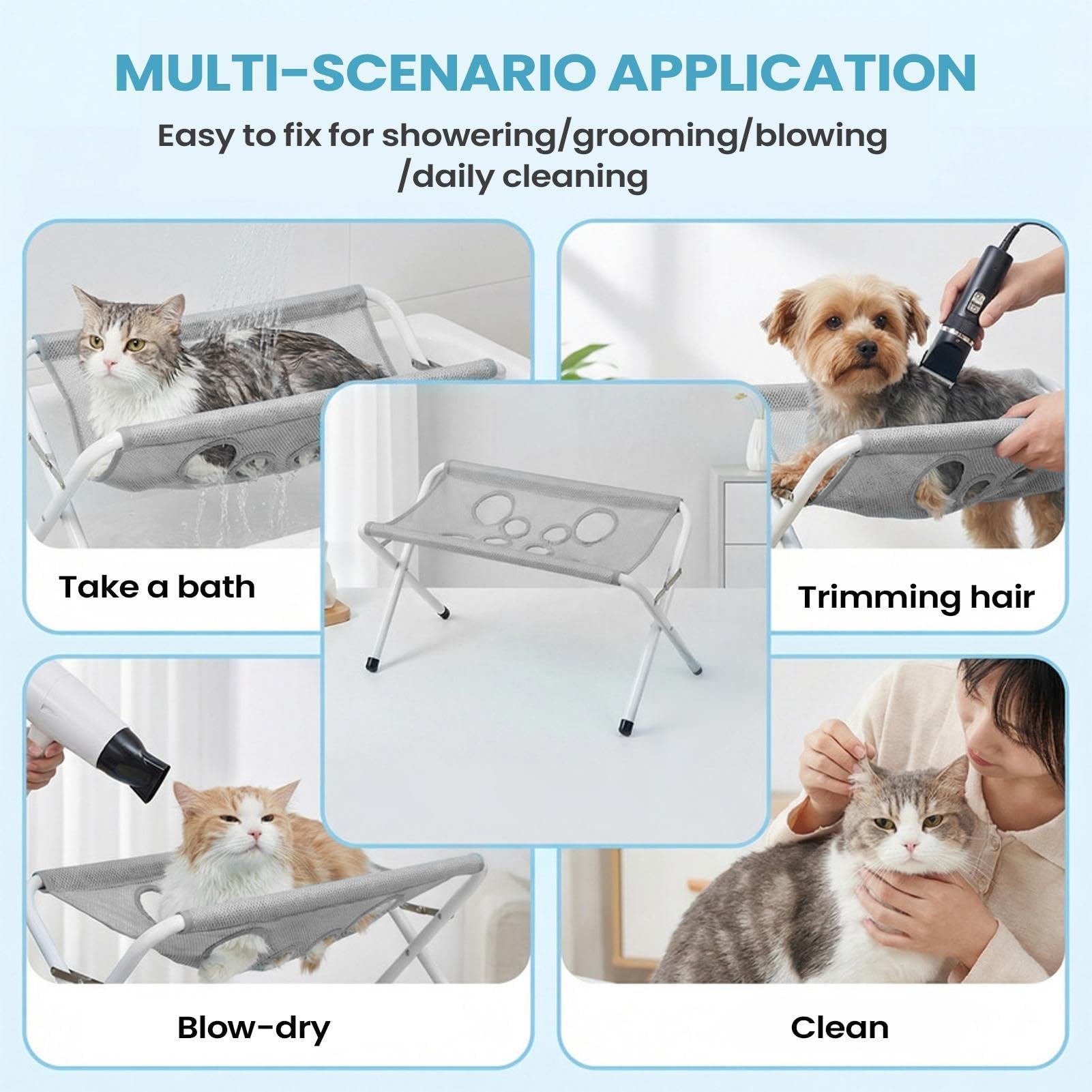 Tavolo Da Toelettatura Cani A prova di fuga traspirante con 8 fori | Tavolo da Toeletta con contenimento per cuccioli per Cuccioli, per il Taglio Unghie, il Bagno e la Pulizia delle Orecchie e