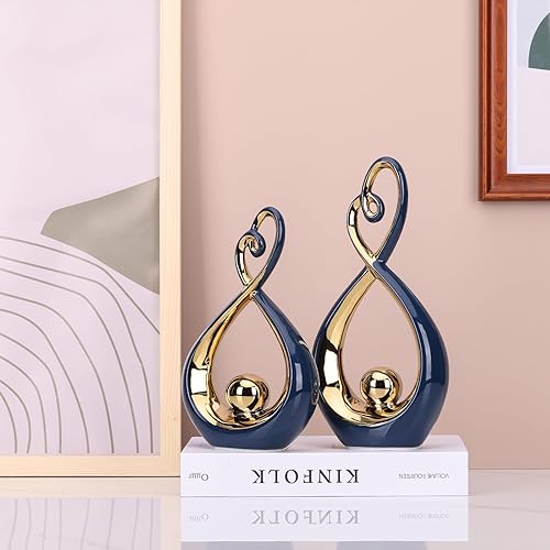 Miniatura 5 de Acento de decoración azul, arte de porcelana de mediados de siglo, decoración azul y dorada y centros de mesa azul marino para mesas, escultura