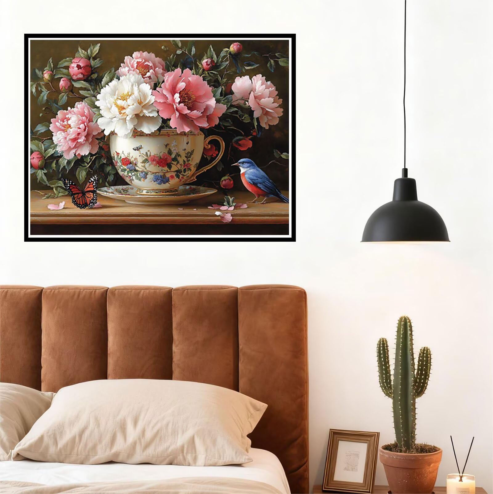 Peinture Numero Adulte Fleur Coloriage par Numero Adulte RéTro DIY Paint by Numbers, avec Pinceaux Peinture Loisir Creatif Enfant Numéro D'art Cadeau Femme, Pour Decoration Maison 80x100cm H - 901