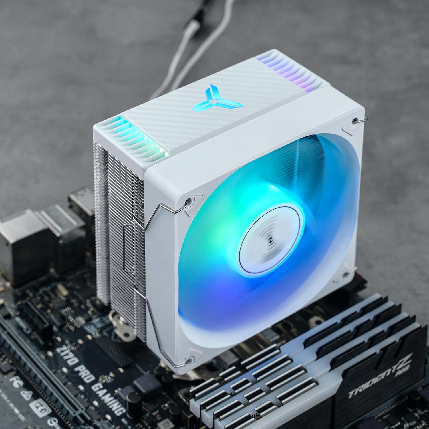 JONSBO CR1000 EVO ARGB White CPU Cooler,Silent Series Cooling, CPU Fan Air Cooler H154mm, 4 Copper Heat Pipe Insert Aluminum Fin for AM4/AM5/Intel LGA1851/1700, 120mm PWM ARGB,Top Cover Color, White