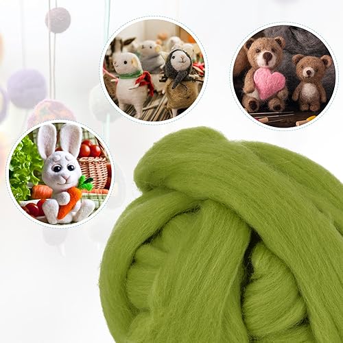 Miniatura 39 de uxcell Lana de fieltro con aguja, hilo de lana de fibra natural de 3.5 onzas para fieltro húmedo, manualidades, materiales de bricolaje (azul cielo)