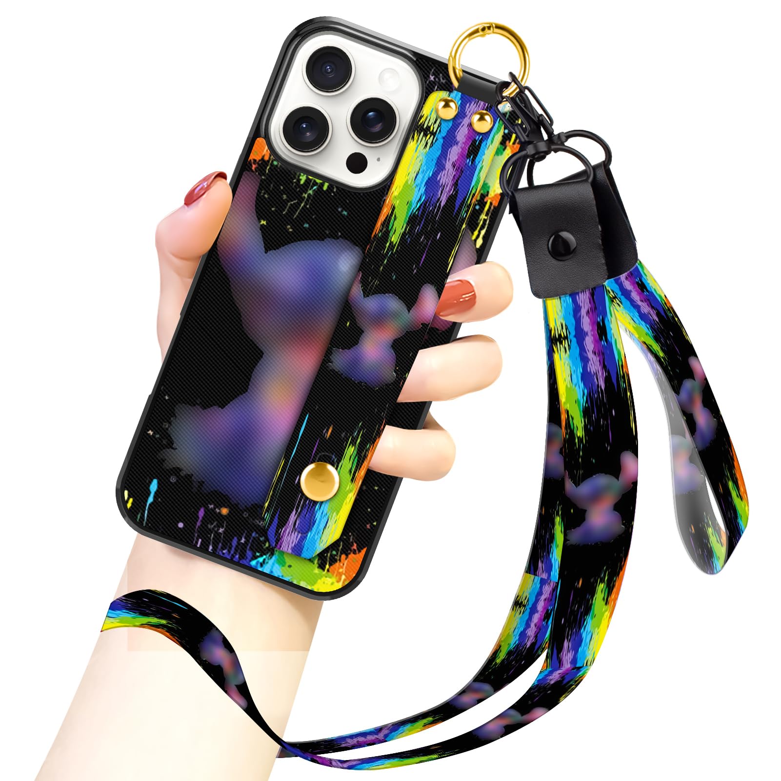 Coque iPhone 16 Pro Max antichoc avec support dessin animé coloré - 7
