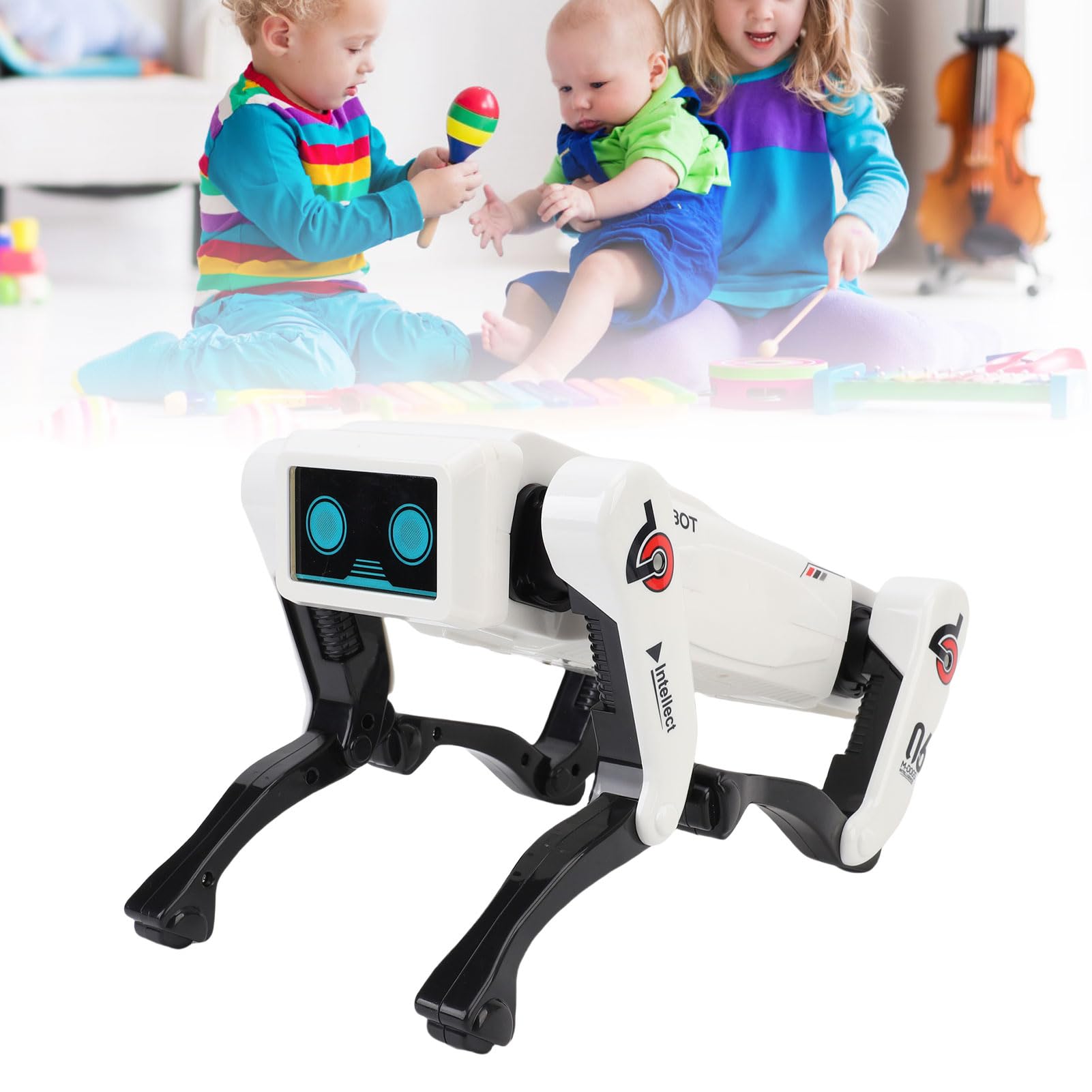 Perro Robot Inteligente, Juguete Stem Programable con IA, Control por Voz, Efectos de Luz y Música, Control Remoto Bluetooth, Programación de Acciones Interactivas, para Niños y