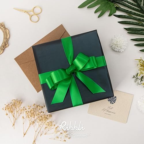 Miniatura 65 de Ribbli - Cinta de satén roja de doble cara, 1 pulgada x 25 yardas, uso para ramo de lazos, envoltura de regalo de Navidad, arreglo floral Rojo