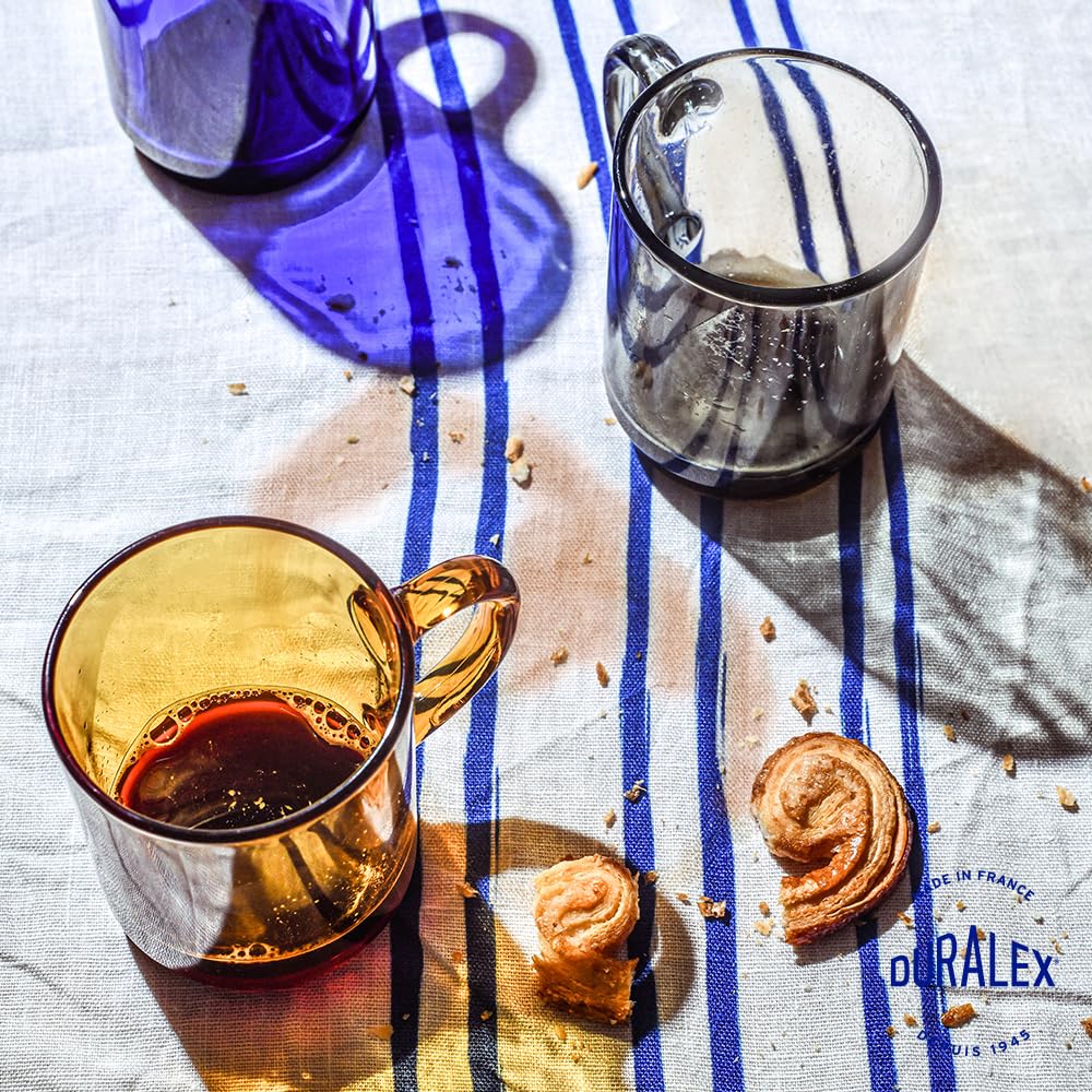 Duralex Set di 6 tazze impilabili in vetro temperato da 26 cl, resistenti tazze da cucina per caffè, tè, colazione, uso quotidiano, Set di tazze in vetro della collezione Versailles