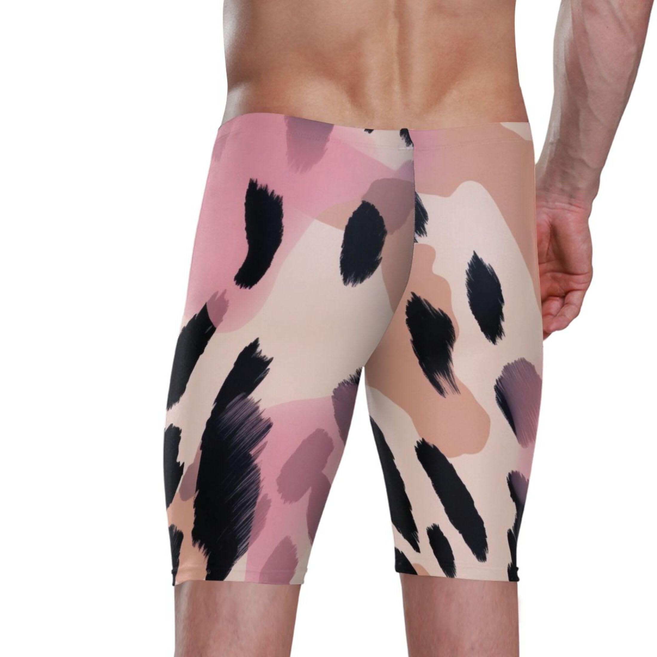 Pink Leopard Men's Swim Jammers Racing & Training Swimsuit Fast, Flexible,Comfortable XXXL B0401124