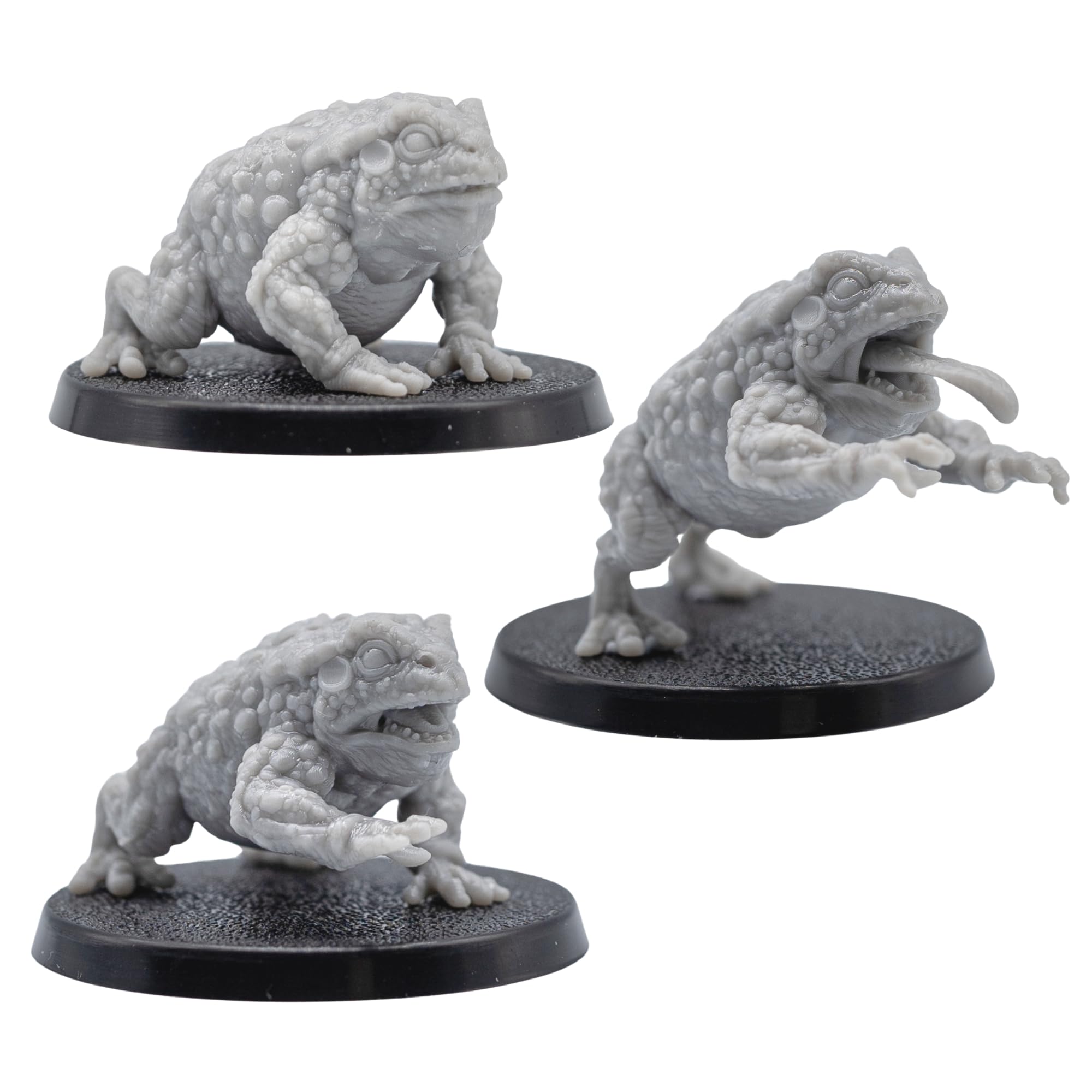 Giant Toad Miniatures Set - 3 Giant Toad Monster Figures for Tabletop RPGs | 32mm Fantasy Creatures | DnD, Pathfinder, Wargames | Forged Path Miniatures | Grey Resin Models for Gamers