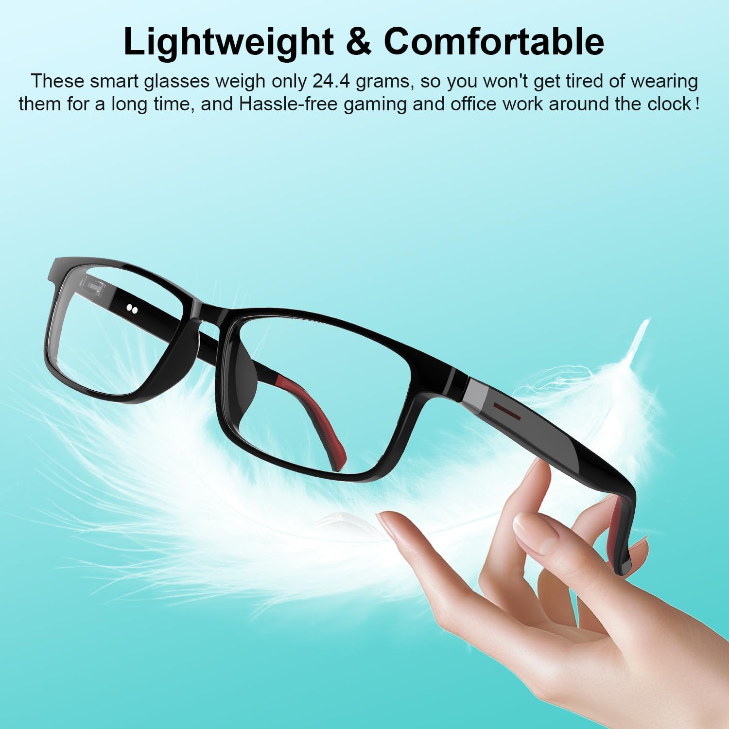 GenXenon Smart Glasses for Men Women, Blue Light Blocking Bluetooth Glasses with Removable Temples, Remote Shooting, Open-Ear Design, 24.4g Music Eyewear for Driving/Working/Gaming