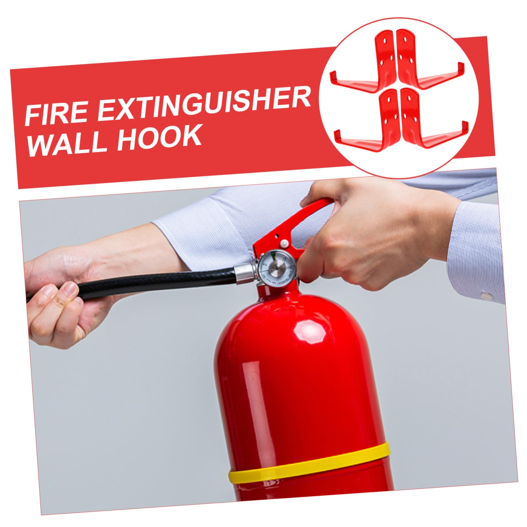 DOITOOL 5 Juegos Gancho Soportes De Pared Soporte De Pared Extintores Suspensión Con Gancho Garaje Aire Gancho De Pared Hierro Rojo 4 Uds * 5