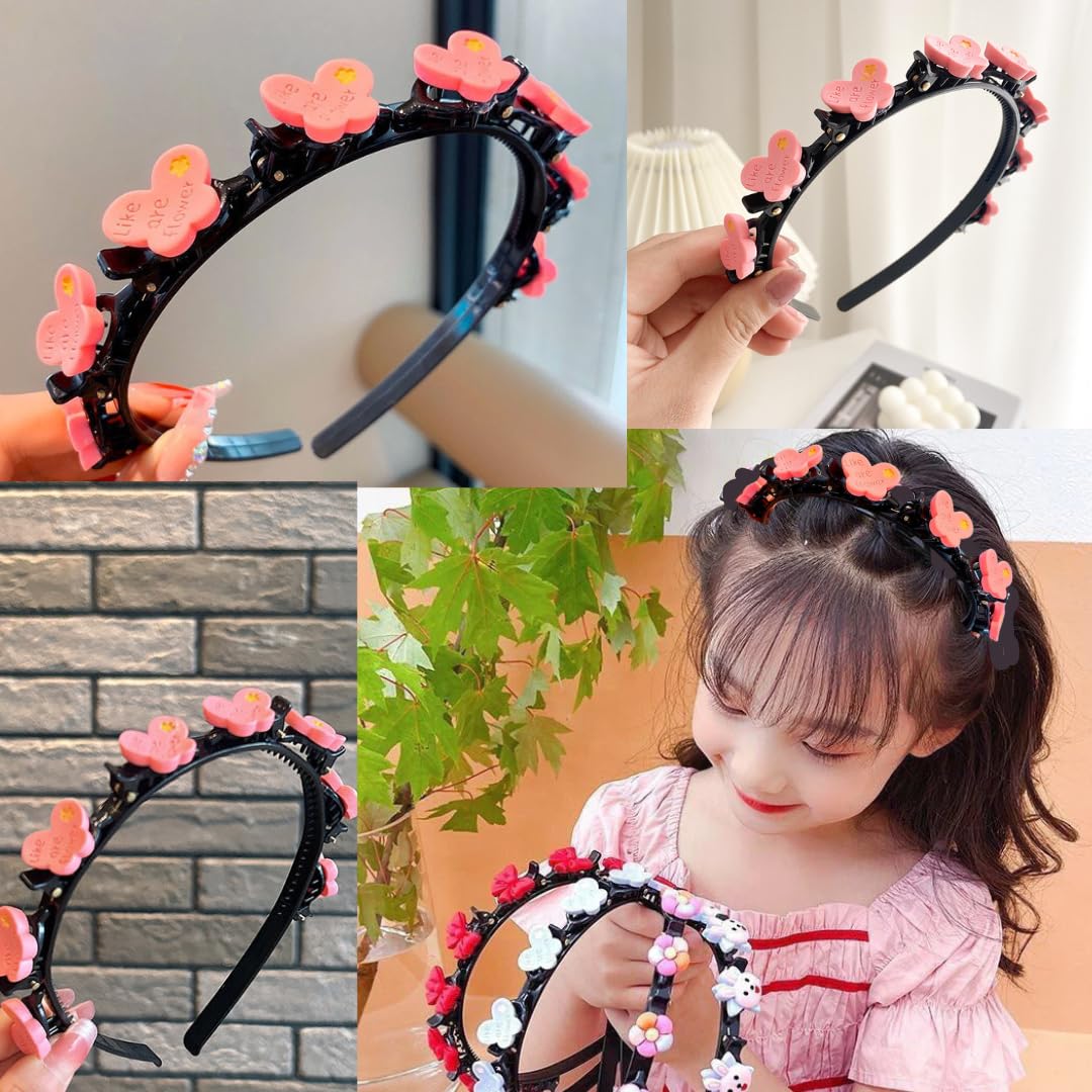 1 pcs pink butterfly headband for girls and women hair decorative accessory,Cute Butterfly Flower Hair Band Headband, Black with Pink Decorative Clips, Fashion Hair Accessory-image-4
