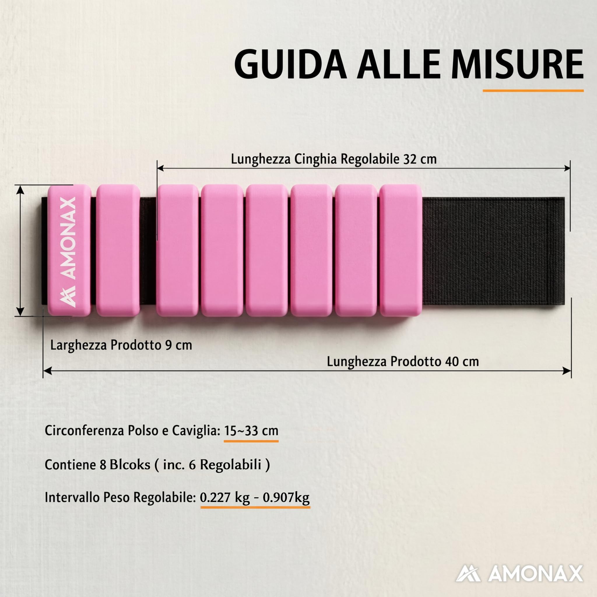 Amonax Set Di Pesi Caviglie Regolabili, Cavigliere Fitness per Donna Uomo, Coppia Da 0,5kg/1kg per Polsi E Caviglie, Pilates, Nuoto, Yoga, Danza - Cavigliera Sportiva