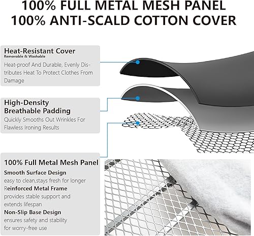 Miniatura 3 de Mini tabla de planchar pequeña, mini tabla de planchar de mesa, diseño portátil, panel de malla metálica con cubierta de algodón, 32 x 12 pulgadas,