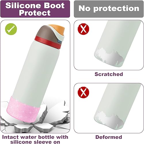 Vista 341 de 2PCS Silicone Water Bottle Boot for Owala 24oz 32oz 40oz, Anti-Slip Protective Sleeve Bottom Bumper Protector for FreeSip, Twist, and Flip Stainless