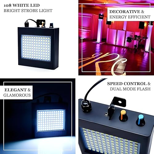 Miniatura 8 de Luces estroboscópicas LED de escenario, 108 LED súper brillantes, iluminación estroboscópica con control de sonido, funcionamiento automático, Luces