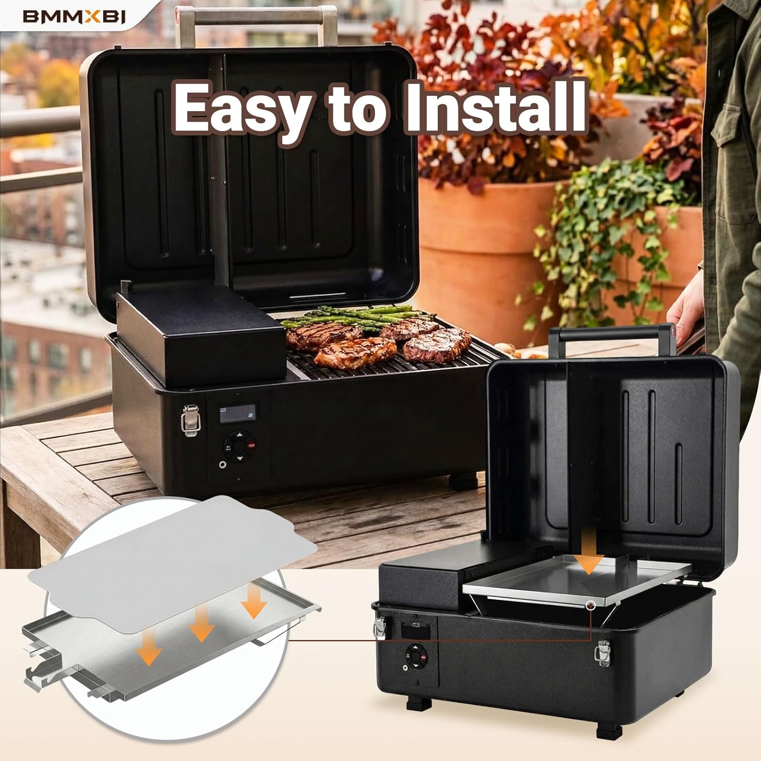 BAC475 Drip Pan Tray Kit for Traeger TFT18KLD, Heat Baffle and 10-Pack Grease Drip Tray Liners for Traeger Scout & Ranger Pellet Grills, Drip Pan Replacement Parts for BAC458 Traeger Drip Tray Liners