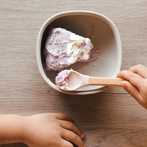 Miniatura 7 de Ginbear Cuencos de succión para bebé, cuchara y tenedor de destete LED, juego de platos y utensilios para bebés para niños pequeños, juego de